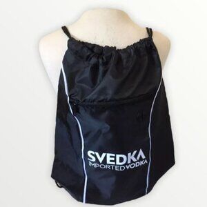New Svedka Vodka Black Nylon Drawstring Backpack Advertising Merch One Size